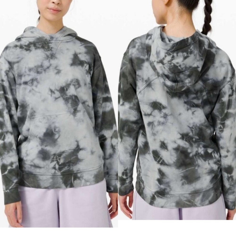 Lululemon All Yours Hoodie Marble Dye Graphite Grey Size 8 Pullover Sweatshirt